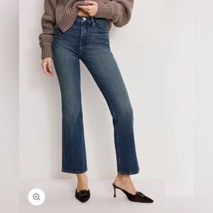 NWT Good American Kick Flare High Rise Slim Fit Ankle 12 Indigo Blue